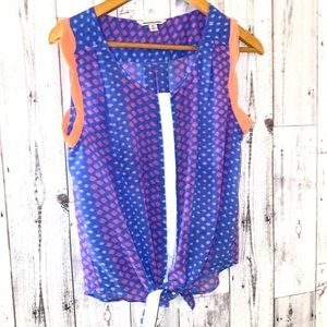 American eagle 90s blouse tie front neon purple m